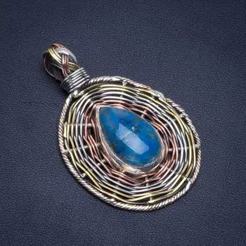 

Natural Chrysocolla Handmade Unique 925 Sterling Silver Pendant 2" B3077
