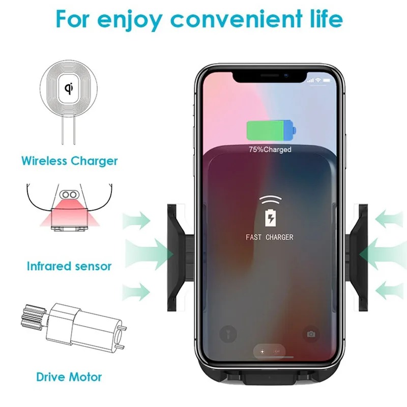 2 в 1 Быстрое беспроводное автомобильное зарядное устройство держатель для iPhone 11 XS MAX 10 Вт 10 Вт Беспроводное зарядное устройство Автомобильное вентиляционное отверстие приборная панель держатель телефона