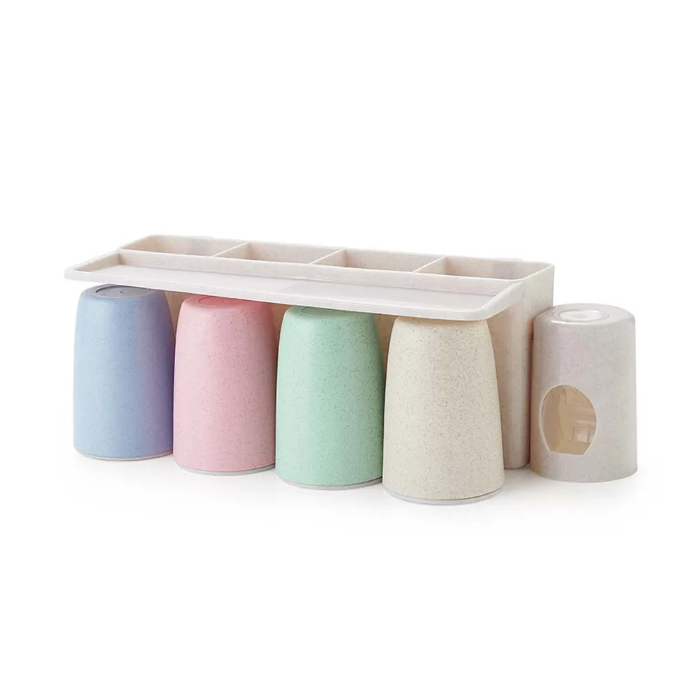 Настенный пыленепроницаемый держатель зубной щетки с чашками Автоматический Диспенсер зубной пасты диспенсер наборы аксессуаров для ванной комнаты