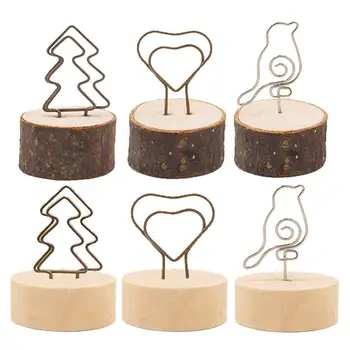 

10pcs Wood Wedding Menu Seat Clip Message Photo Card Holder Party Accessory 10pcs Alabaster Paper