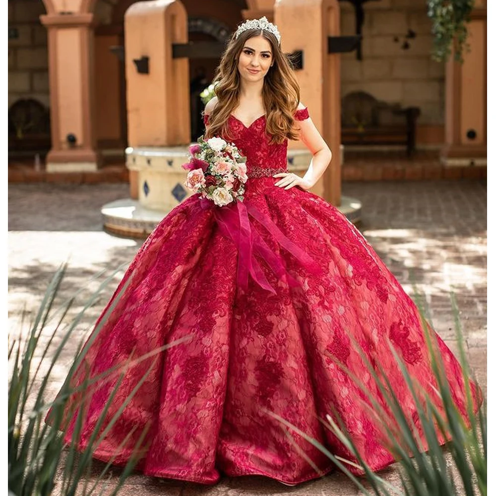 

Quinceanera Dresses Ball Gown Puffy Plus Size Women Masquerade Long Prom Sixteen Sweet 16 Dress 15 Years