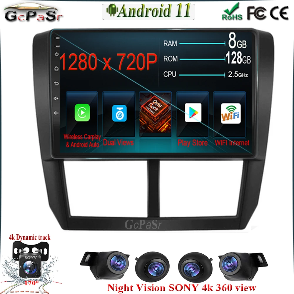 Автомагнитола на Android 11 с двумя камерами видеоплеером GPS-Навигатором камерой 2007 |