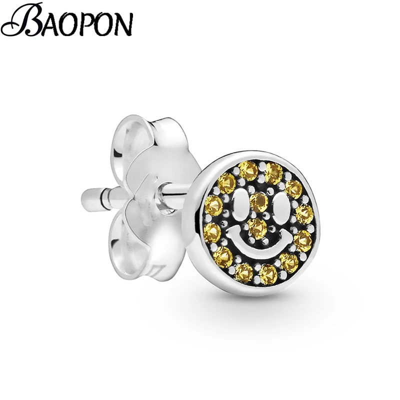 BAOPON My Bright Smile, одиночные серьги для женщин, фирменное ювелирное изделие, изящные серьги-гвоздики, свадебные модные ювелирные изделия, новое поступление