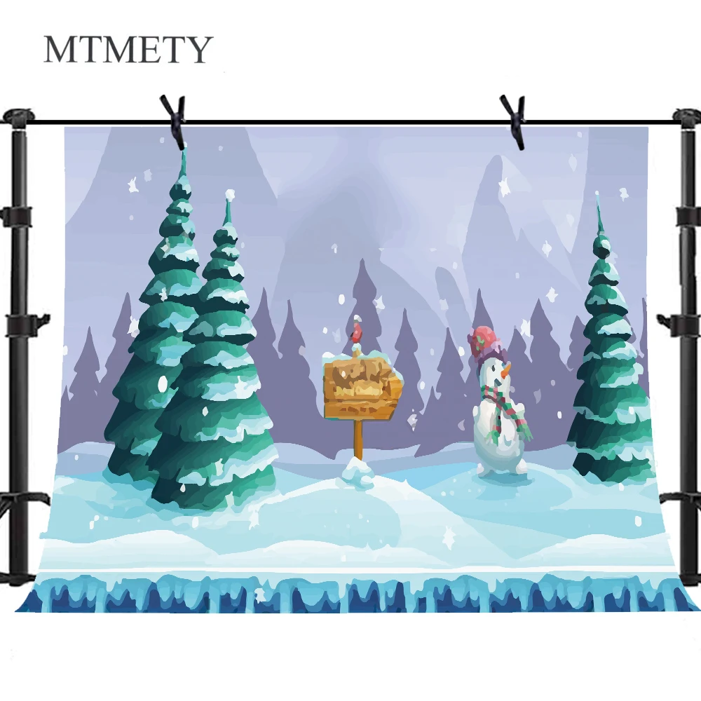 

MTMETY Photography Background Winter Snowy Pine Christmas Photo Backdrop Baby Shower Props Backdrop for Photo Studio Photocall
