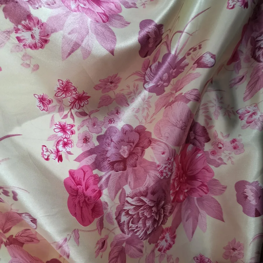 Цветок атласная ткань Глянцевая атласная ткань полиэстер Tilda DIY атласная ткань Шармез