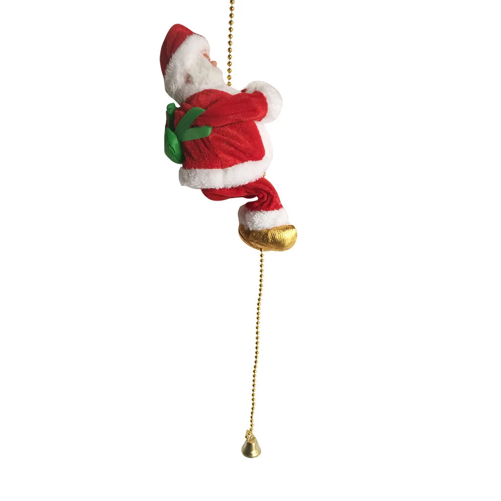 Электрическая лестница для скалолазания Санта-Клаус, Рождественская фигурка, украшение с музыкой, поднимается вверх по бусинам и опускается, подарки для детей