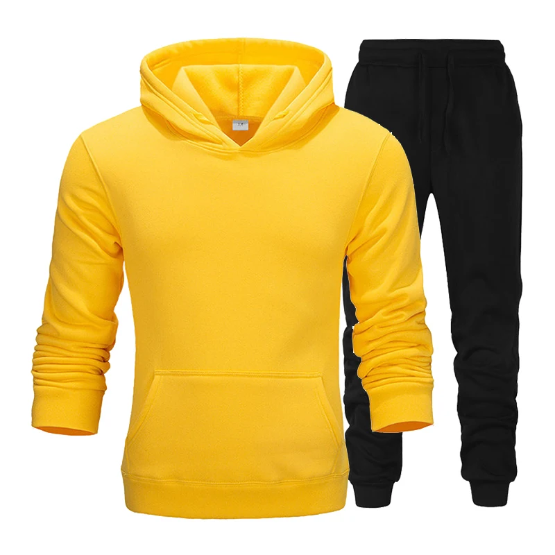Discount New Brand Clothing Men's Pullovers Sweater Cotton Men Tracksuits Hoodie Two Pieces + Pants Sports Shirts Fall Winter Track suit