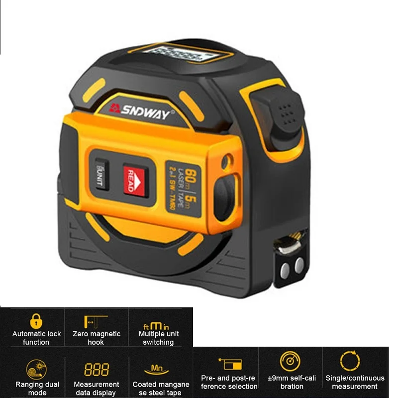

Handheld Infrared Laser 60M 40M Tape Measurer 5M 2 in 1 LCD Digital Display laser rangefinger Electronic Ruler