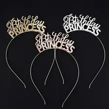 

80% Hot Sales Happy Birthday Girl Headband Sweet Party Tiara Styling Rhinestone Hair Hoop
