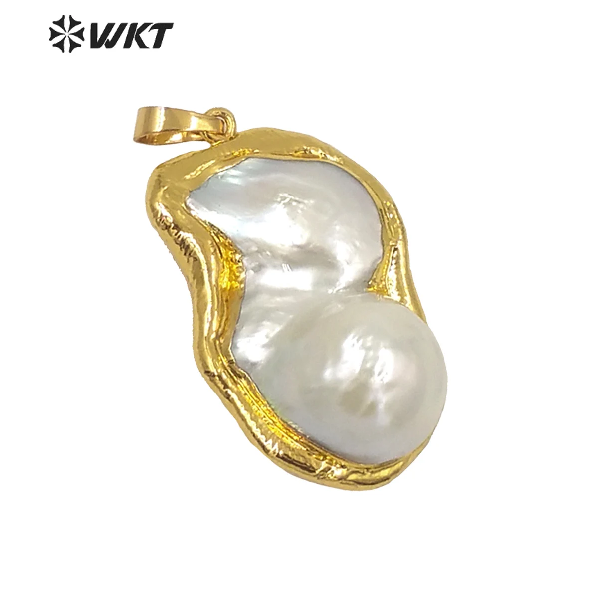 

WT-JP103 White Baroque Pearl Pendant Random Size Big Drop Pearl Jewelry Gold Electroplated Pendant For Women Pearl Necklace