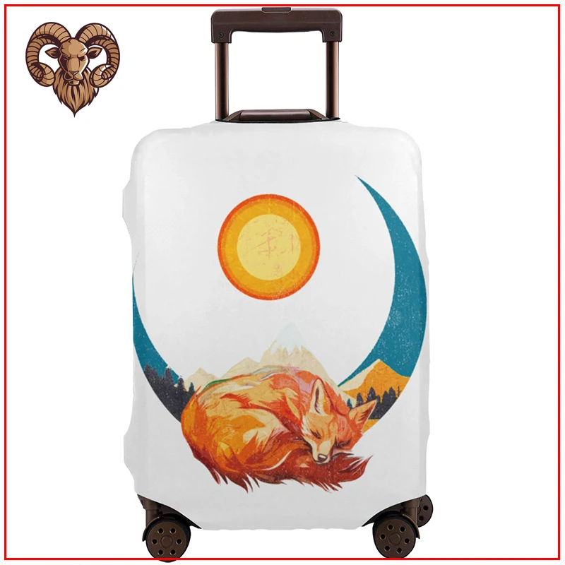 Hibernating Fox Illustration 2020 new funny diy design travel accessories Protector Luggage Cover tag pouch large luggage | Багаж и сумки