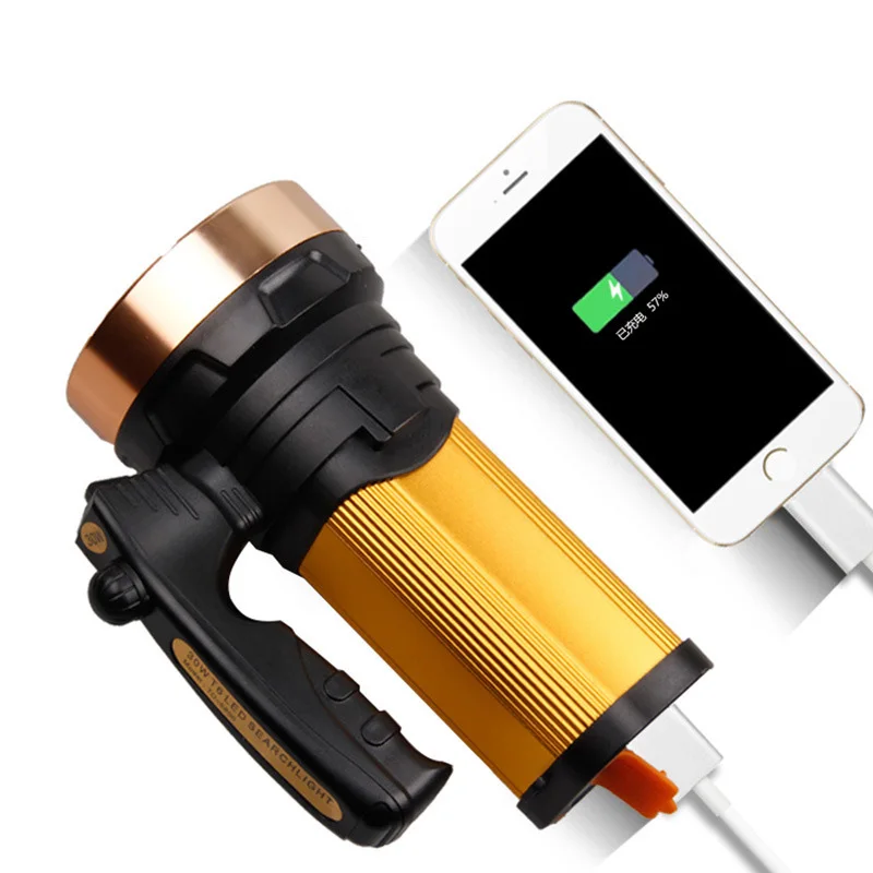 

XANES 18650 Battery T6 Flashlight DC Rechargeable IPX4 Waterproof Handle Light Powered Bank Hunting Torch Lamp Portable Dimming