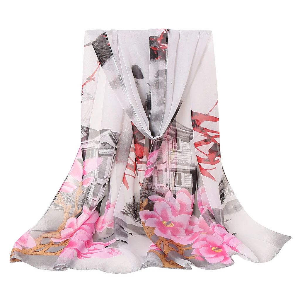 2019 Scarves For Women Hot Sale Print Flower Scarves Wrap Sunscreen Beach Long Hijab Four Seasons Available Cape Female 919