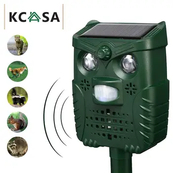 

KCASA Solar Ultrasonic Animal Control Outdoor Garden Use Flashing Bats Birds Dogs Cats Repeller Repellent Keep Animals Away