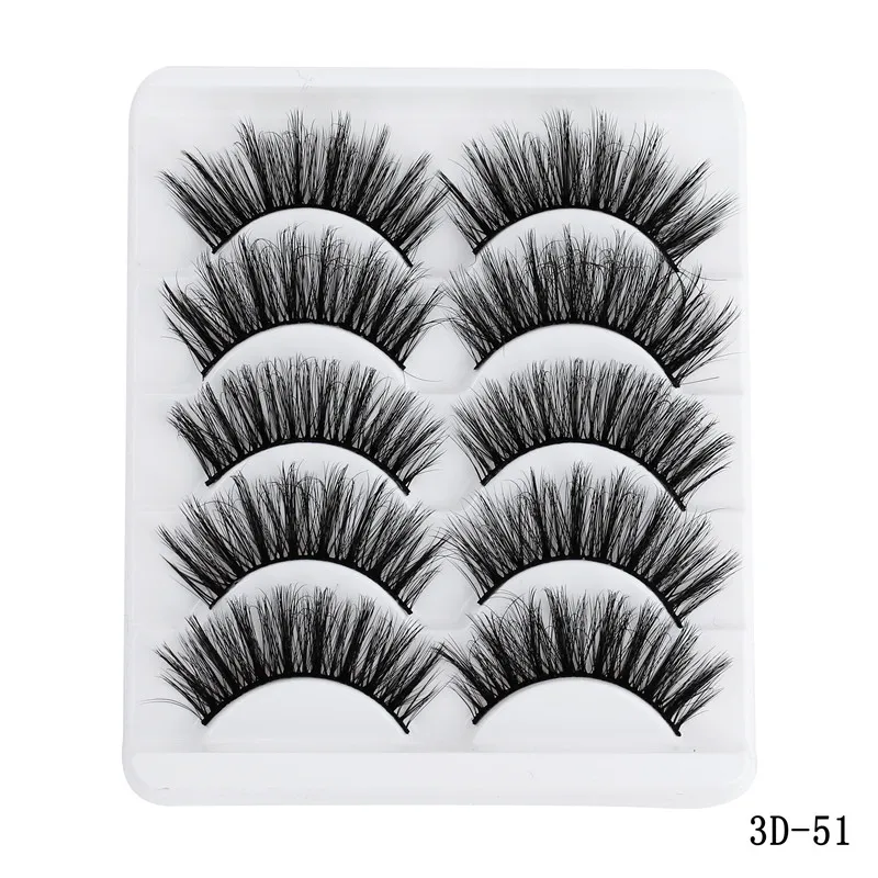5 pairs 5D Mink Eyelashes Natural False Eyelashes Lashes Soft Fake Eyelashes Extension Makeup Wholesale