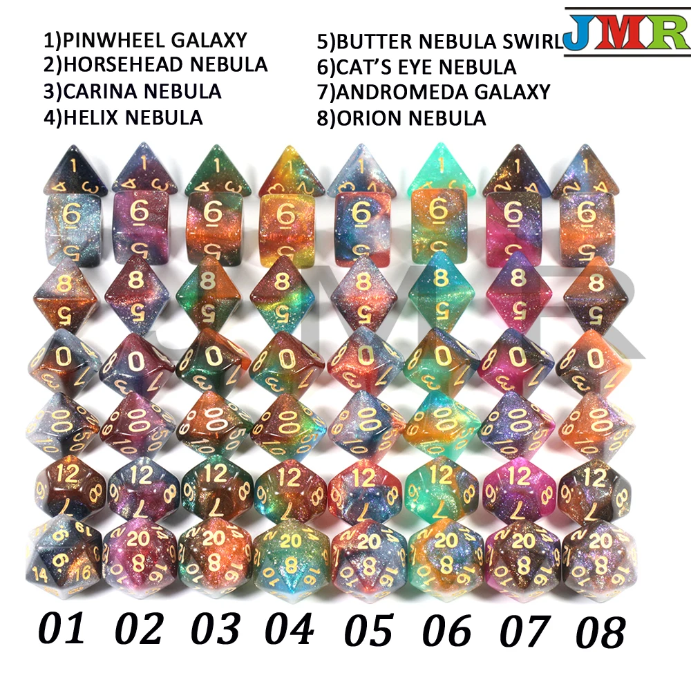 Романтические Вселенной Galaxy игральная кость 7 шт./компл.+ из искусственной кожи сумка 7 шт. DnD ролевые игры предпродажа Звездное кости подарок на год