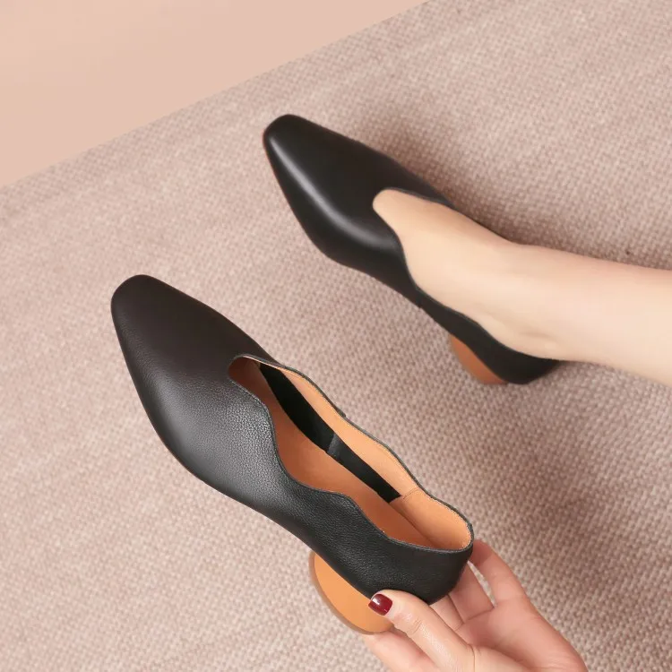 

[Chengdu Handmade Quality WOMEN'S Shoes] 201918-5-Genuine Leather Thick with High Heels Comfortable Casual Shoes Spring And Autu