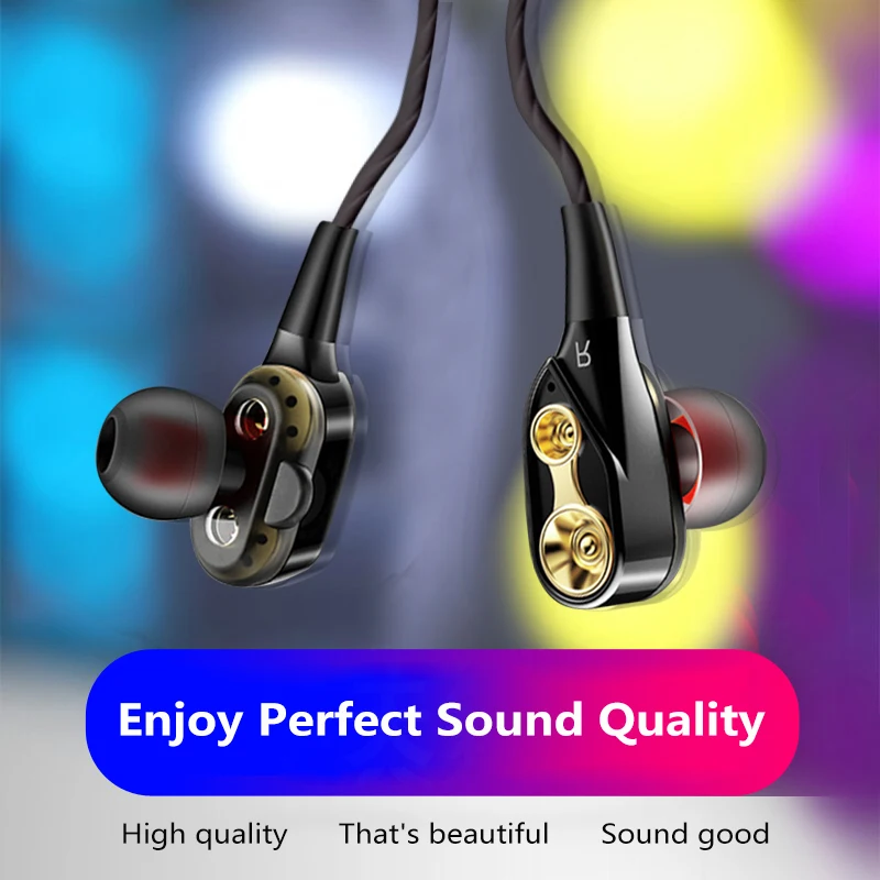 Hi-Fi наушники-вкладыши Четырехъядерные наушники с двойным движением