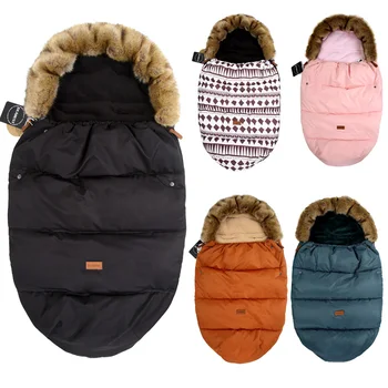 

Universal Winter Baby Sleeping Bag Bilateral Zipper Soft Cashmere For 90% Stroller Warm Sleepsacks Footmuff Cover Baby Stroller