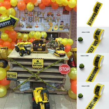 

6/25M Warning Tapes Halloween Decoration Outdoor Scary Party Construction Birthday Party Caution Ribbon Halloween DIY Decoration