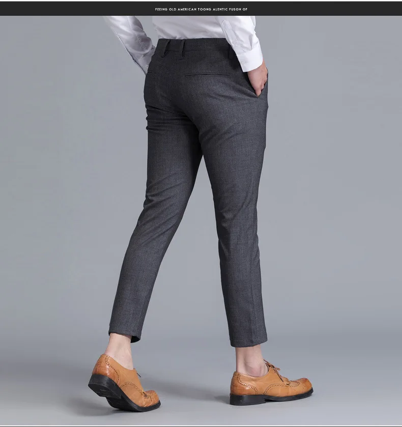 Новые продукты летние мужские брюки корейский стиль тренд стиль Slim Fit повседневные брюки спандекс обтягивающие капри мужские брюки