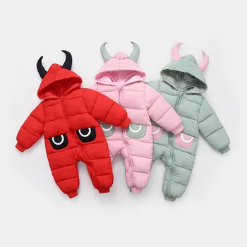 

2020 Winter Baby Romper Cartoon Horns Waterproof Baby Girl Snowsuit Newborn Jumpsuit Toddler Snow Suit Baby Boy Overalls