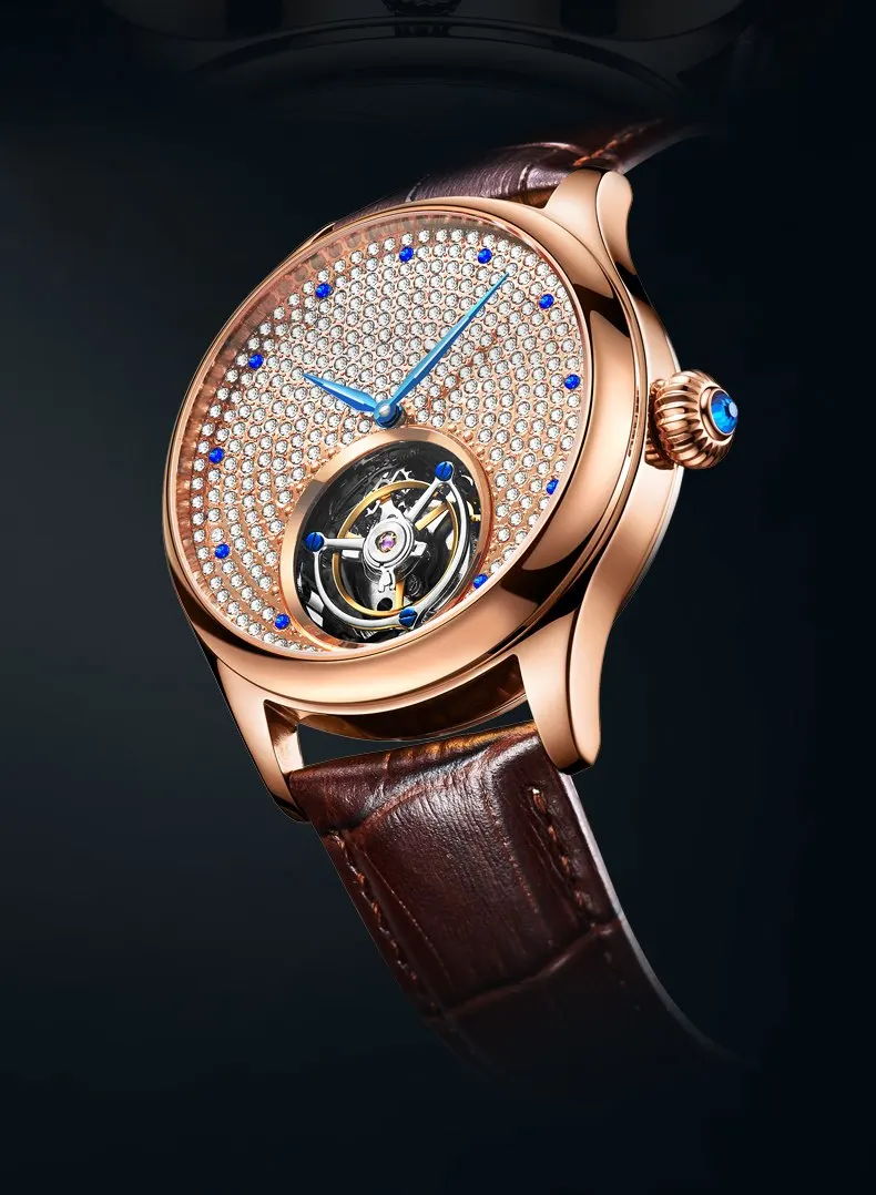 Оригинальные часы с настоящим Tourbillon, мужские сапфировые часы с полностью кристальным бриллиантовым циферблатом, женские механические наручные часы, мужские светящиеся часы