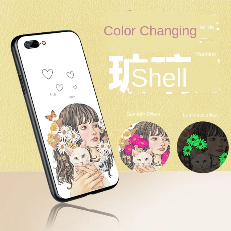 

New Creative Ultraviolet Discoloration Tempered Glass Mobile Phone Shell iPhone Xs Max Case PopSocket for Mobile Phones