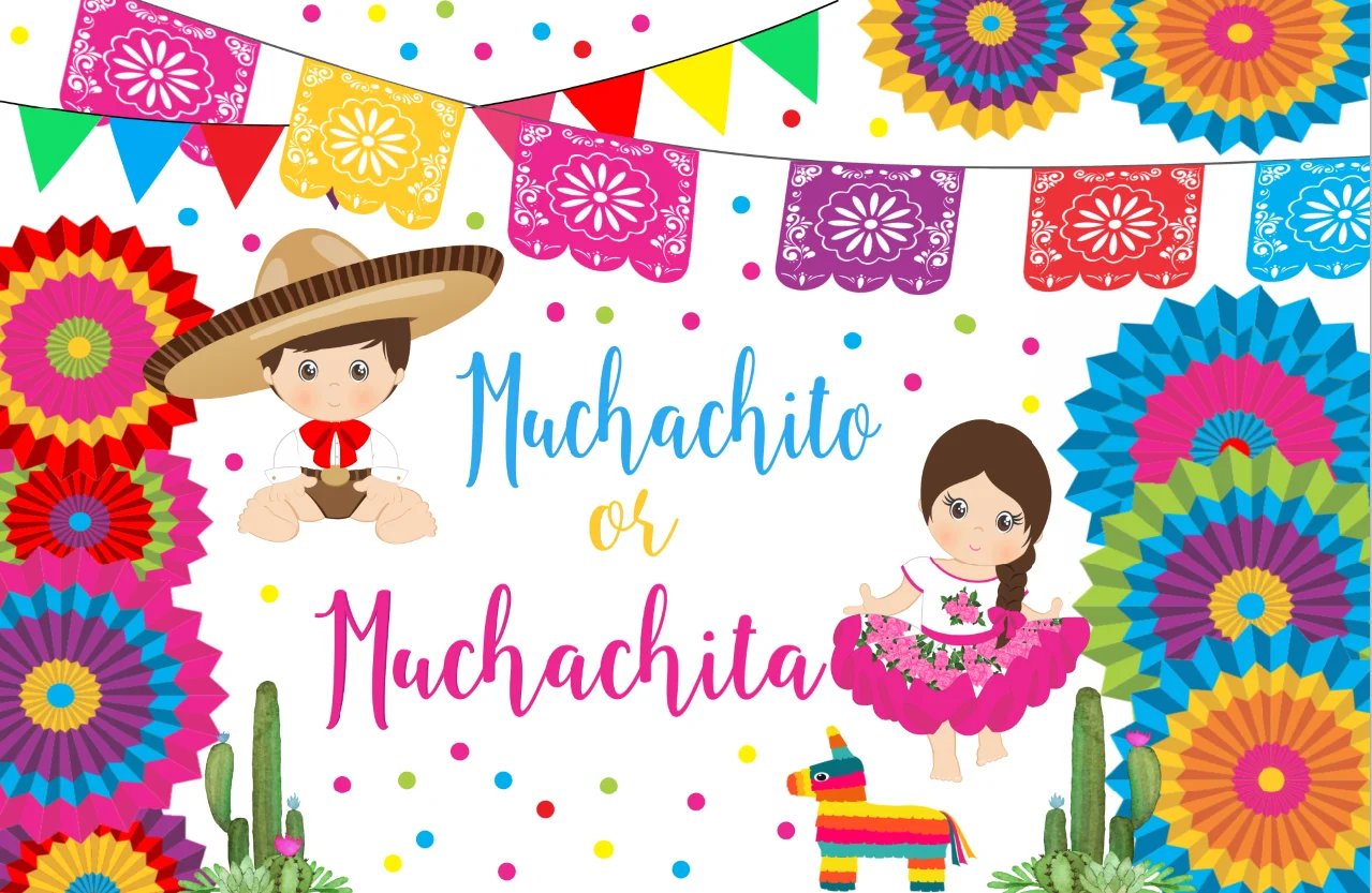 7x5FTMuchachitoMuchachitaMexicanGenderRevealGirlBoyBabyShowerCustomPhotoBackdrop