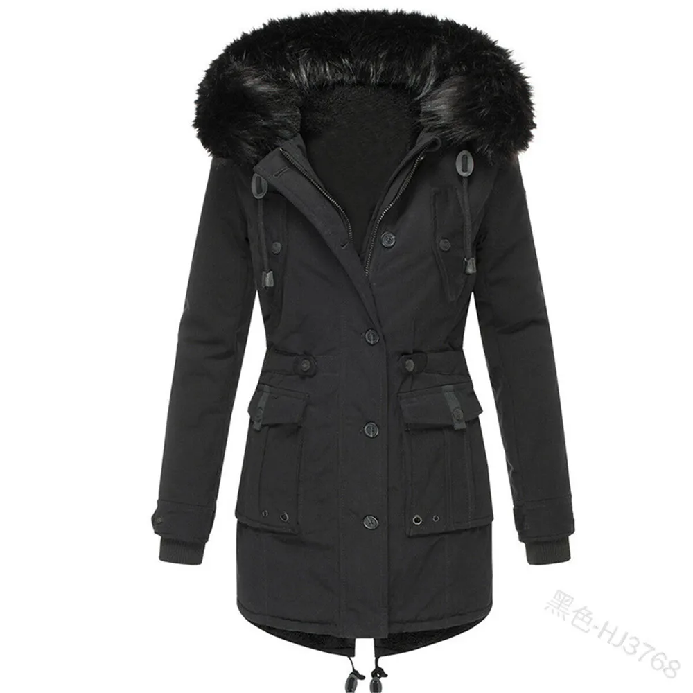 Winter Women's Cotton Padded Jackets Bold Color Fur Collar Two Side Wear Velvet Leisure Fleece Coat Warmness XXXL Hiking Clothes |