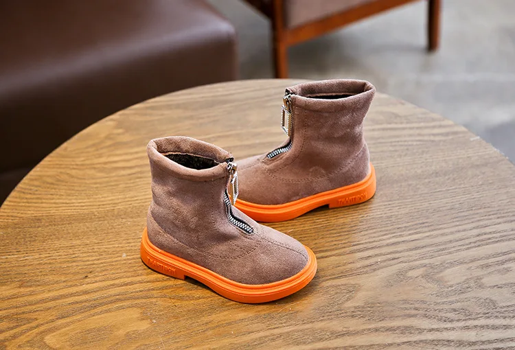 New Winter Kids Martin Boots Children Flock Mid Calf Boots Baby Girls Warm Shoes Boy Brand Boots Fashion Casual Boot