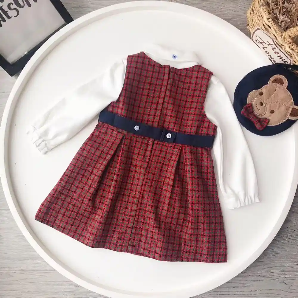 Girls Clothing Set Plaid Pattern Sleeveless Design Kids Dress White Colour Embroidered Floral Tops Clothing Sets Aliexpress