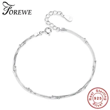 Модный двухслойный браслет-цепочка для женщин, простой 925 пробы серебряный браслет, массивное ювелирное изделие, подарок на день Святого Валентина