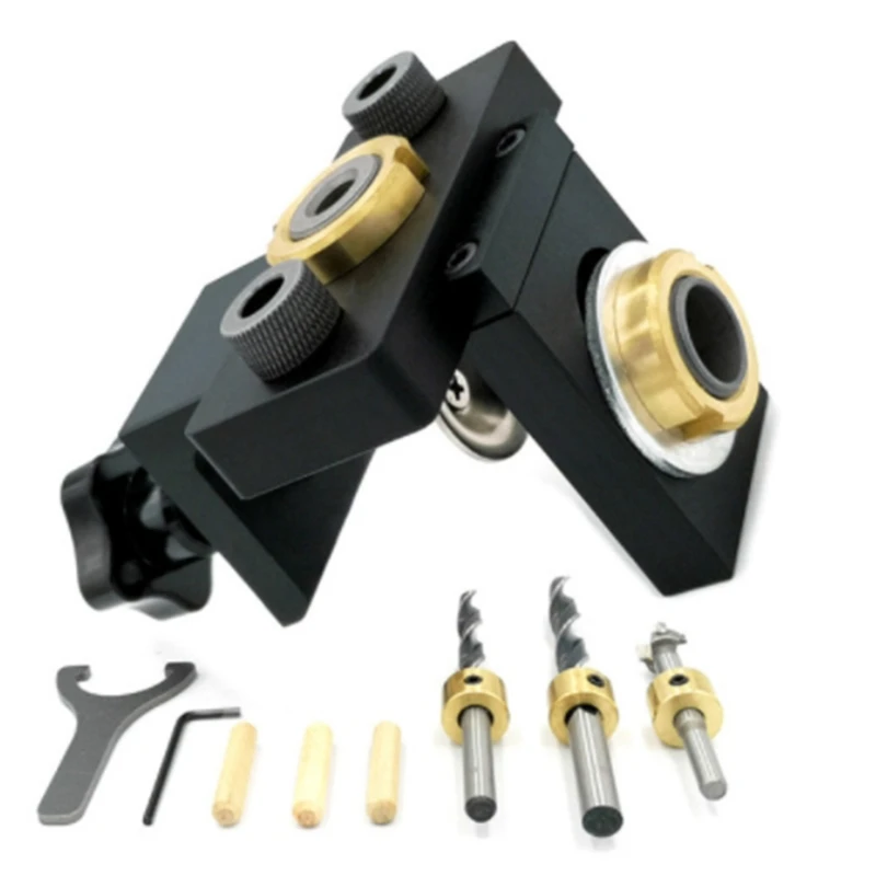 3 in 1 Adjustable Doweling Jig Woodworking Pocket Hole with 8/15mm Drill Bit for Drilling Guide Locator Puncher Tool | Инструменты