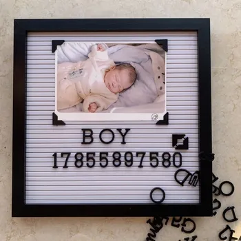 

Felt Letter Board Wooden Frame Changeable Symbols Numbers Characters Message Boards DIY photo frame for Home Office Decoration