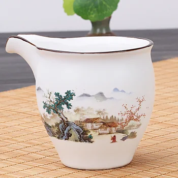 

Ceramic Fair cup tea leak set tea separator tea cup Kung Fu tea set single fair cup purple sand Ru kiln rough pottery