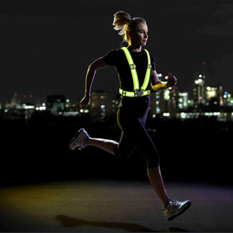 Adjustable Safety Security High Visibility Reflective Vest Gear Elastic Stripes Jacket for Night Running Cycling
