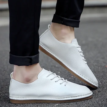 

Men Sneakers Breathable Split Leather Men Business Shoes Lace-Up Casual Shoes Men No-slip Comfortable Walking Sneakers Formal