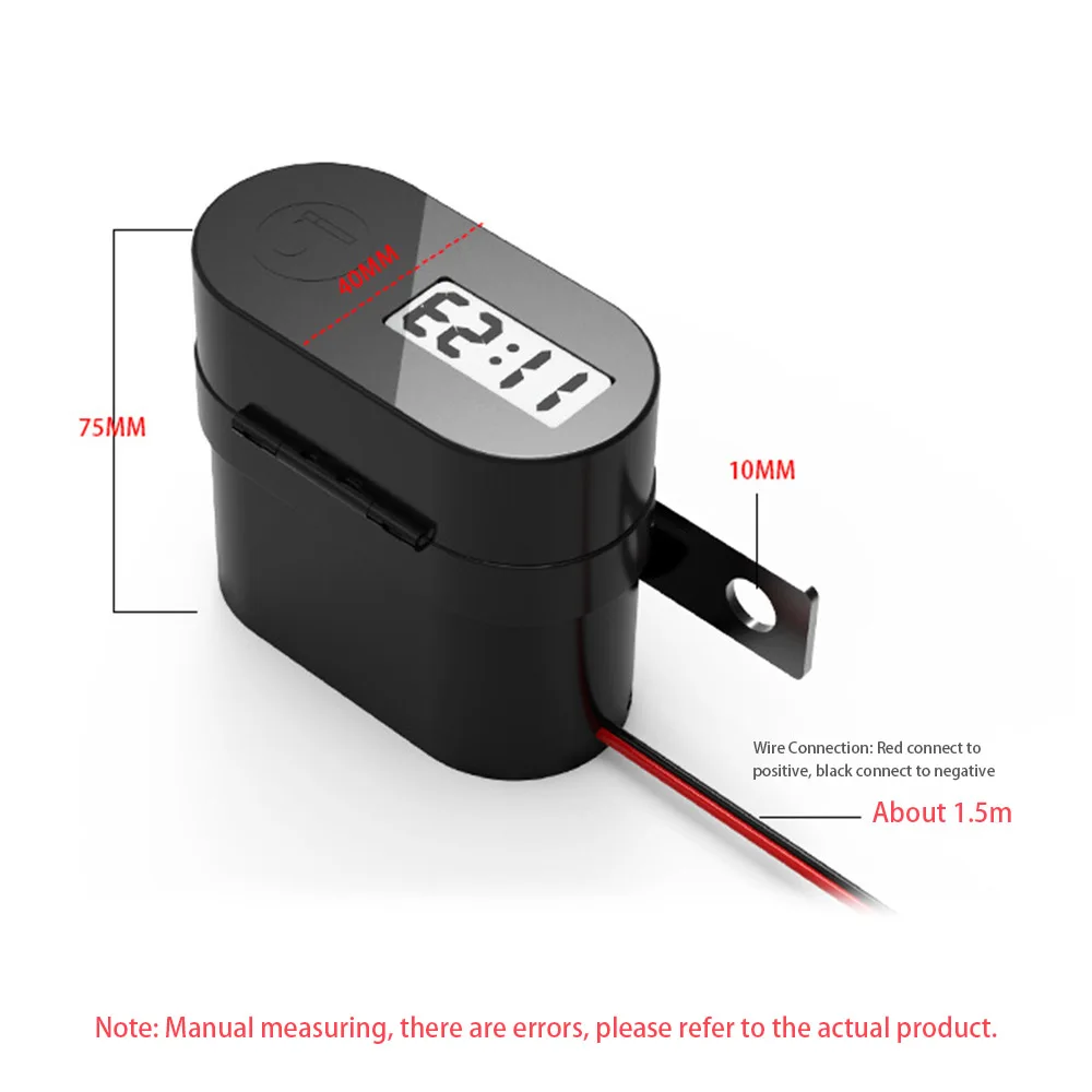 KKMOON Dual USB зарядное устройство разъем светодиодный вольтметр, прикуриватель водонепроницаемый рулевой Зажим адаптер питания для мотоцикла