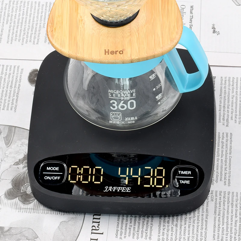  smart coffee scale LED display USB Rechargable automatic taring /timing for esprsso coffee or pour  - 4000570428708