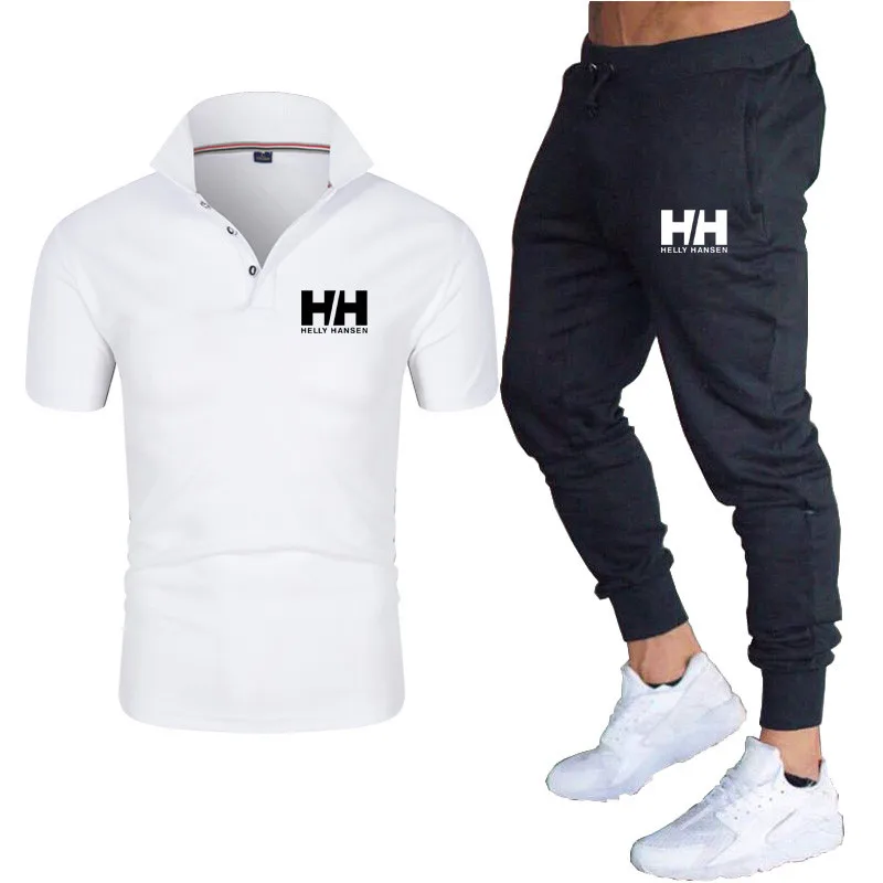 Traje transpirable para hombre, conjunto de polo + Pantalones, ropa deportiva transpirable, chándal, sudaderas de moda, novedad de verano 2021