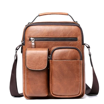 

Men's PU Leather Shoulder Bag Vintage Multi-pocket Messenger Bag Business Bag Men Shoulder Bag Set Business Bags Handbags Black