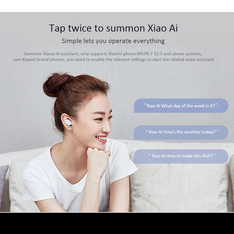 Оригинальные наушники Xiaomi с сенсорным голосовым ассистентом Xiaomi Air Dots Youth Edition беспроводные Bluetooth наушники AirDots Redmi наушники