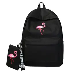 Harajuku женская школьная сумка Корейская версия ulzzang старшеклассников Фламинго печать кампуса колледжа ветер холщовый рюкзак