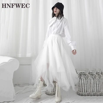 

Irregular Pleated Skirt Fashion New Women Elastic Waist Mesh 2020 Summer Small Fresh Casual Style Loose Skirt T064