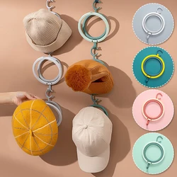 1PC Hanging Hat Rack Cap Storage Nail-free Hook Up Round Shape Display Scarf Bag Organizer Holder Door Rear Shelf Closet Hanger