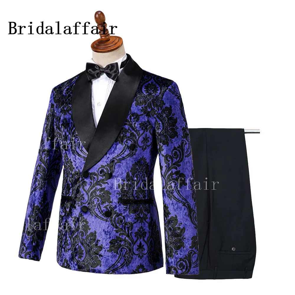 Bridalaffair 2020 темно синий бархатный мужской костюм двубортный смокинг жениха