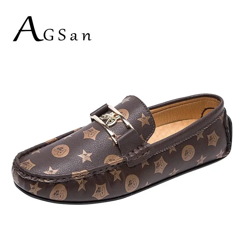 Мужские кожаные лоферы для вождения AGSan SplitLeather роскошные брендовые Мокасины