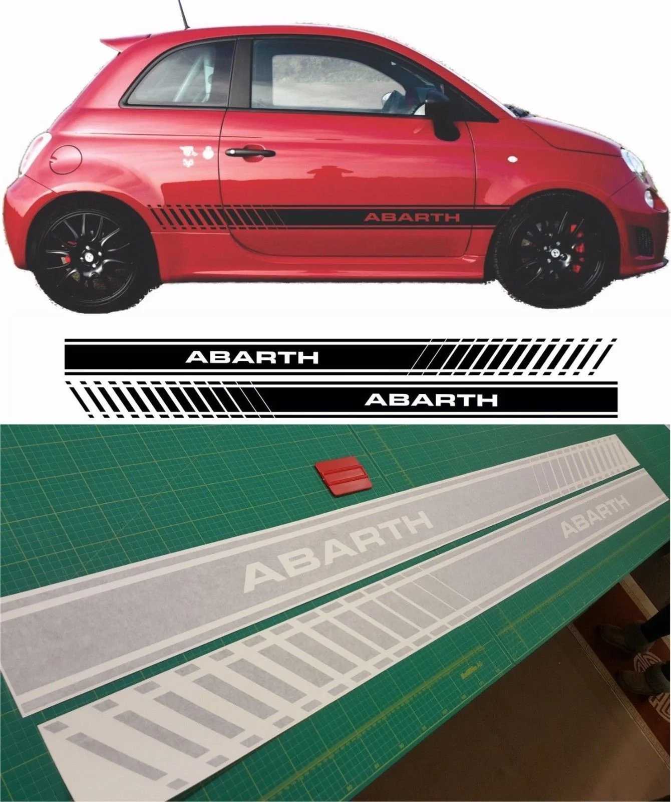 Наклейки для автомобиля Fiat 500 595 2 шт. с полосками сбоку виниловые наклейки любые