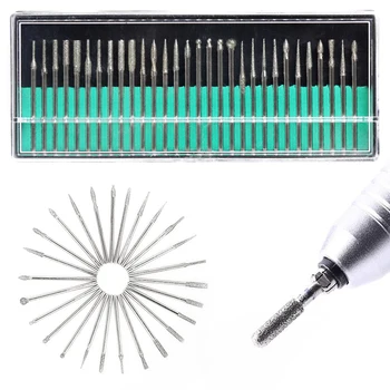 

30PCS Nail Drill Bits Set Carbite Cutters For Quartz Grinding Head Machine Gel Remover Milling Cutter